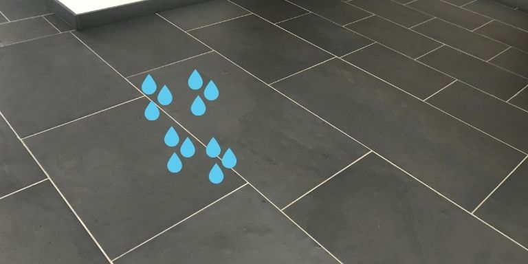 water under floor tiles