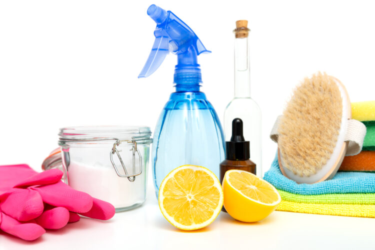 spray bottle with natural cleaning solution