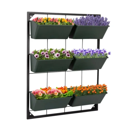 Kinbor 3-Tier Vertical Garden Planter, Wall Mounted Hanging Planter Box with 6 Containers for Herbs